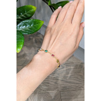 4.87&nbsp;Ct.Tw.Total Carat Weight Amethyst, Agate, Moonstone, Ruby, Peridot, Citrine and Carnelian Bezel Bracelet, 22K Gold Plated Silver Life Style