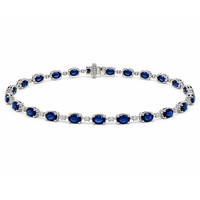 6.11 Ct.Tw. Sapphire and Diamond 14K White Gold bracelet
