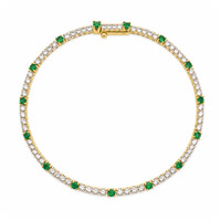 2.37 Ct.Tw.Total Carat Weight Natural Diamond and Emerald Tennis/Line Bracelet, 14K Yellow Gold Image
