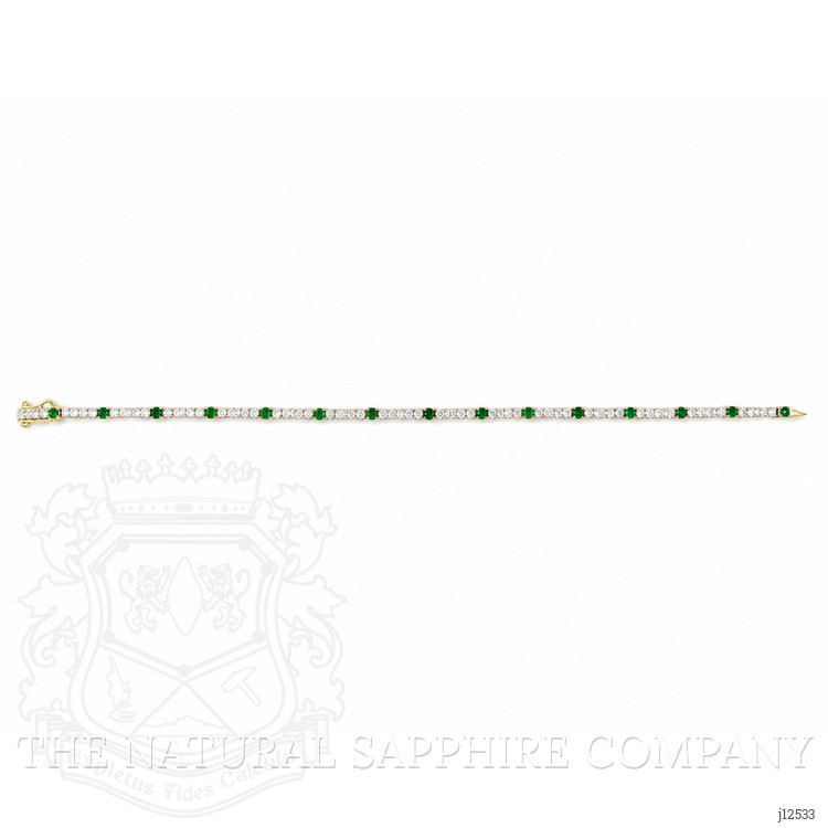 2.37 Ct.Tw. Natural Diamond and Emerald Tennis/Line Bracelet, 14K Yellow Gold