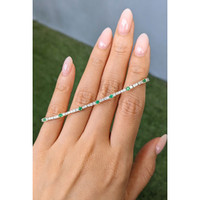 2.37 Ct.Tw.Total Carat Weight Natural Diamond and Emerald Tennis/Line Bracelet, 14K Yellow Gold Life Style