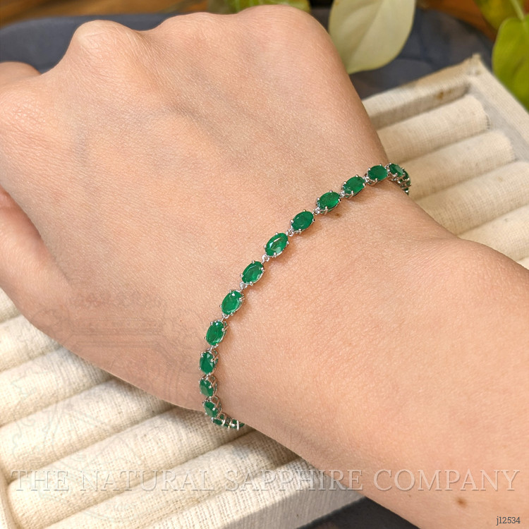 5.97 Ct.Tw. Emerald Tennis/Line Bracelet, 14K White Gold