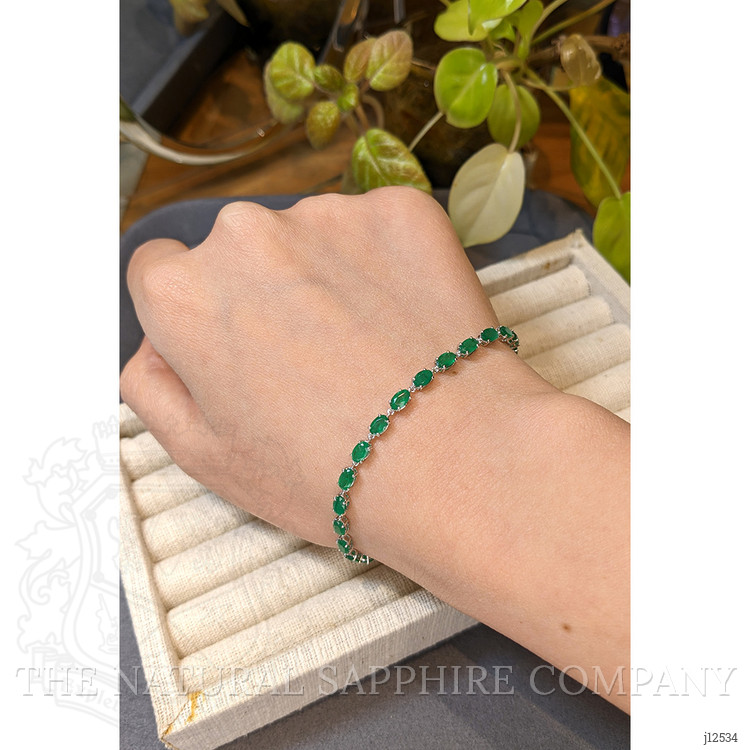 5.97 Ct.Tw. Emerald Tennis/Line Bracelet, 14K White Gold