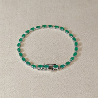 5.97 Ct.Tw.Total Carat Weight Emerald Tennis/Line Bracelet, 14K White Gold Life Style