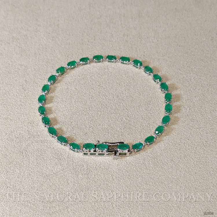 5.97 Ct.Tw. Emerald Tennis/Line Bracelet, 14K White Gold