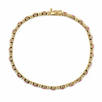 3.15&nbsp;Ct.Tw.Total Carat Weight Purplish Red Ruby and Natural Diamond Tennis/Line Bracelet, 14K Yellow Gold Image