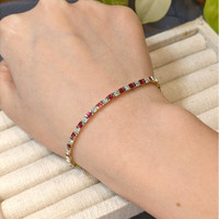 3.15&nbsp;Ct.Tw.Total Carat Weight Purplish Red Ruby and Natural Diamond Tennis/Line Bracelet, 14K Yellow Gold Life Style