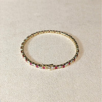 3.15&nbsp;Ct.Tw.Total Carat Weight Purplish Red Ruby and Natural Diamond Tennis/Line Bracelet, 14K Yellow Gold Life Style