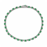 5.37&nbsp;Ct.Tw.Total Carat Weight Emerald and Natural Diamond Tennis/Line Bracelet, 14K White Gold Image