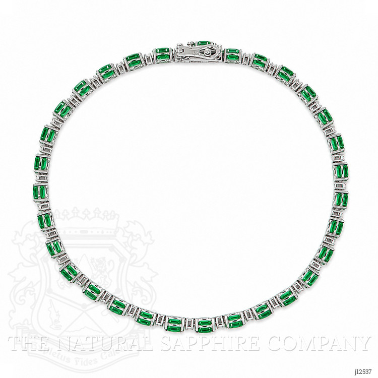 5.37 Ct.Tw. Emerald and Natural Diamond Tennis/Line Bracelet, 14K White Gold
