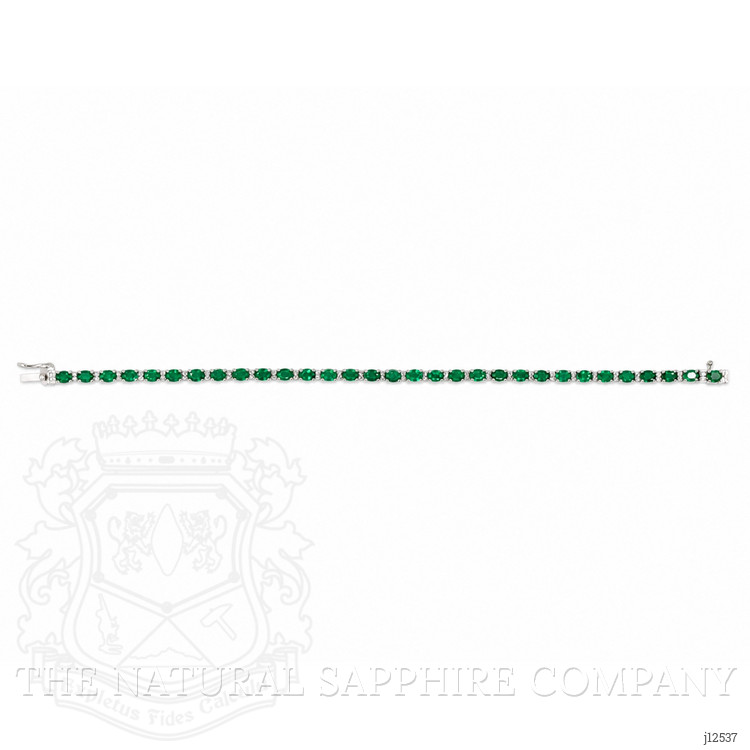 5.37 Ct.Tw. Emerald and Natural Diamond Tennis/Line Bracelet, 14K White Gold