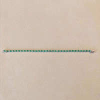 5.37&nbsp;Ct.Tw.Total Carat Weight Emerald and Natural Diamond Tennis/Line Bracelet, 14K White Gold Life Style