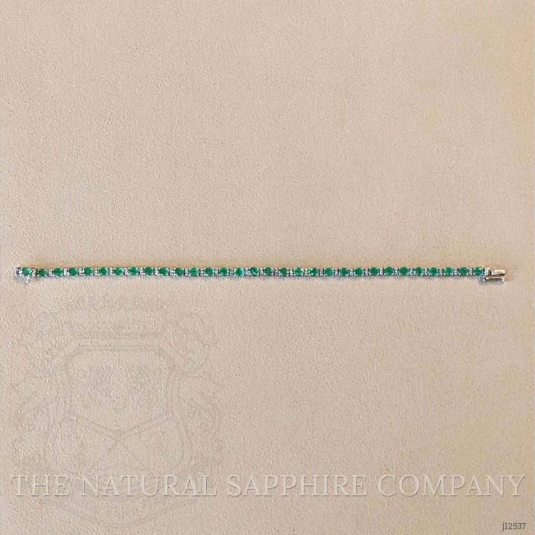 5.37 Ct.Tw. Emerald and Natural Diamond Tennis/Line Bracelet, 14K White Gold