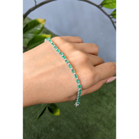5.37 Ct.Tw.Total Carat Weight Emerald and Natural Diamond Tennis/Line Bracelet, 14K White Gold Life Style