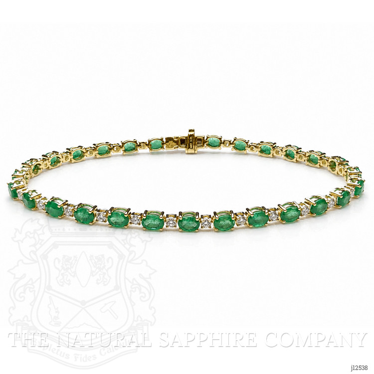 4.83 Ct.Tw. Emerald and Natural Diamond Tennis/Line Bracelet, 14K Yellow Gold