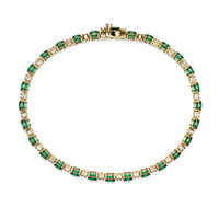 4.83 Ct.Tw.Total Carat Weight Emerald and Natural Diamond Tennis/Line Bracelet, 14K Yellow Gold Image
