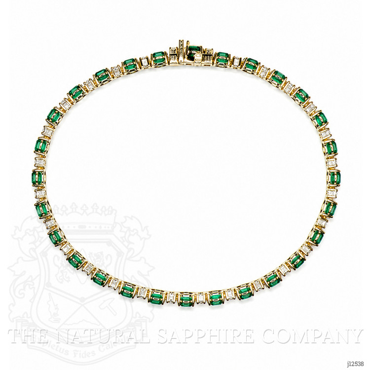 4.83 Ct.Tw. Emerald and Natural Diamond Tennis/Line Bracelet, 14K Yellow Gold