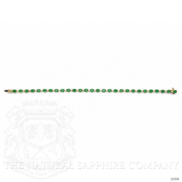 4.83 Ct.Tw. Emerald and Natural Diamond Tennis/Line Bracelet, 14K Yellow Gold