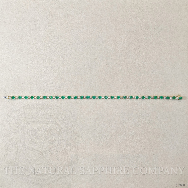 4.83 Ct.Tw. Emerald and Natural Diamond Tennis/Line Bracelet, 14K Yellow Gold