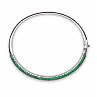 3.81&nbsp;Ct.Tw.Total Carat Weight Emerald Bangle Bracelet, 14K White Gold Image