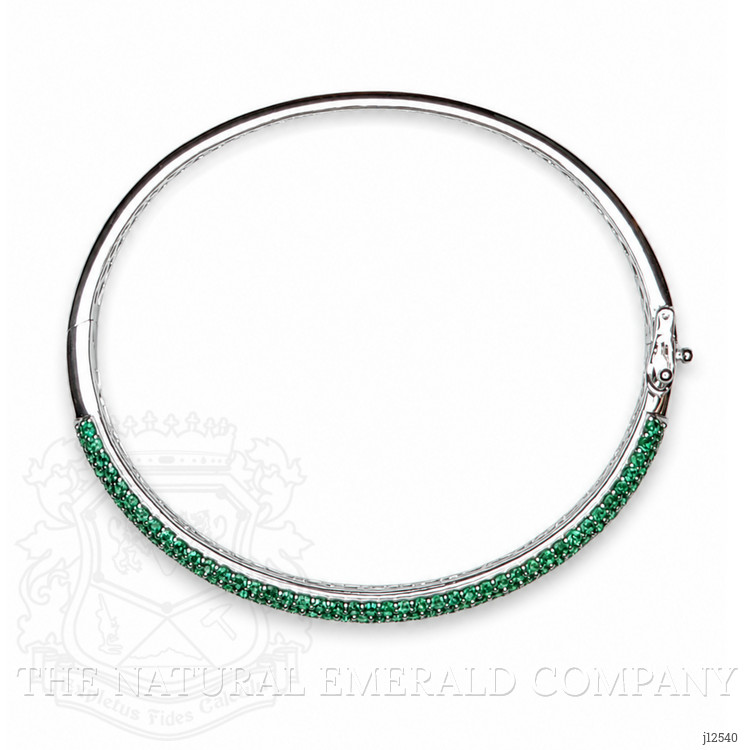 3.81 Ct.Tw. Emerald Bangle Bracelet, 14K White Gold
