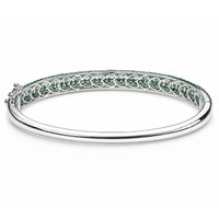 3.81 Ct.Tw.Total Carat Weight Emerald Bangle Bracelet, 14K White Gold Image