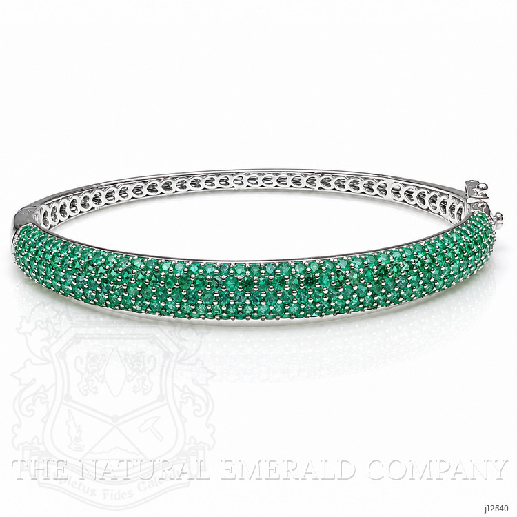 3.81 Ct.Tw. Emerald Bangle Bracelet, 14K White Gold