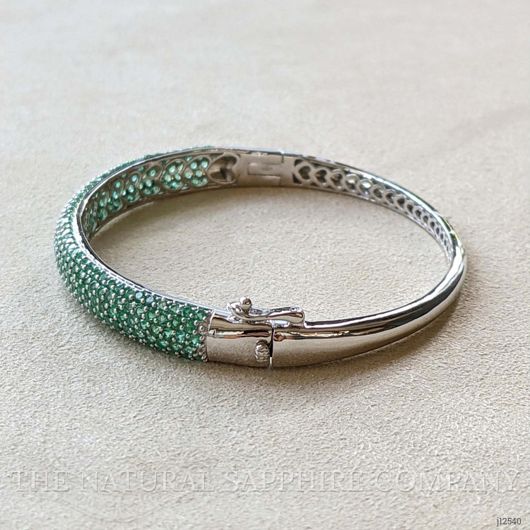 3.81 Ct.Tw. Emerald Bangle Bracelet, 14K White Gold