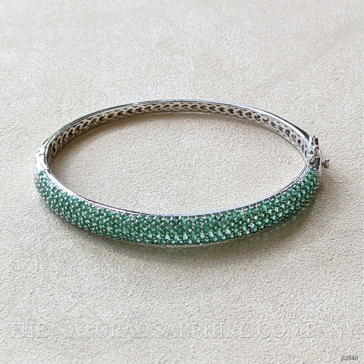 3.81 Ct.Tw. Emerald Bangle Bracelet, 14K White Gold