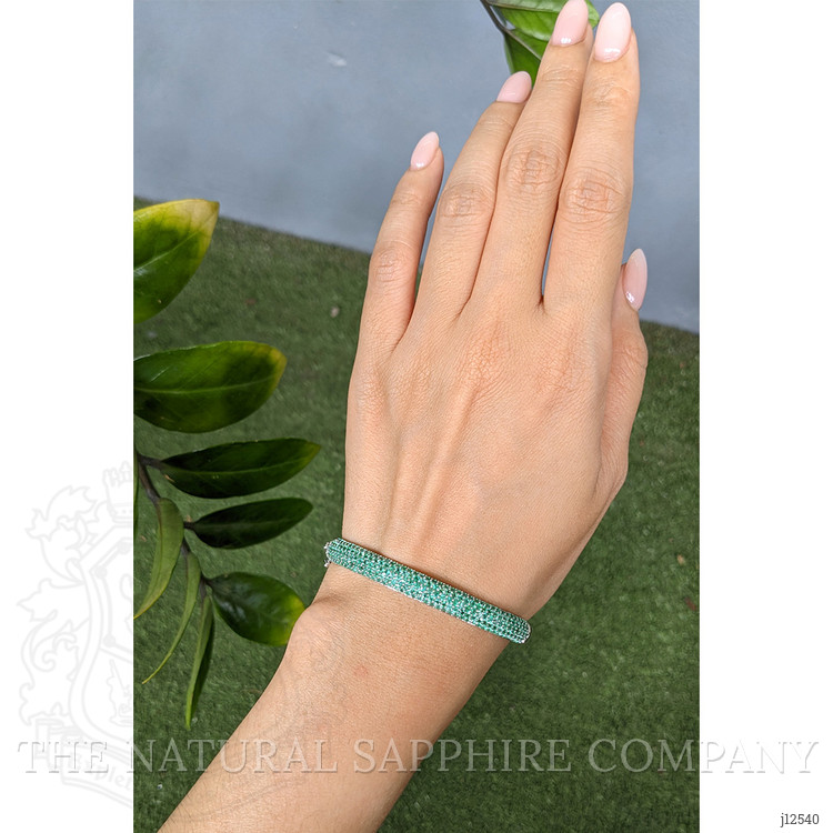 3.81 Ct.Tw. Emerald Bangle Bracelet, 14K White Gold