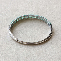 3.81&nbsp;Ct.Tw.Total Carat Weight Emerald Bangle Bracelet, 14K White Gold Life Style