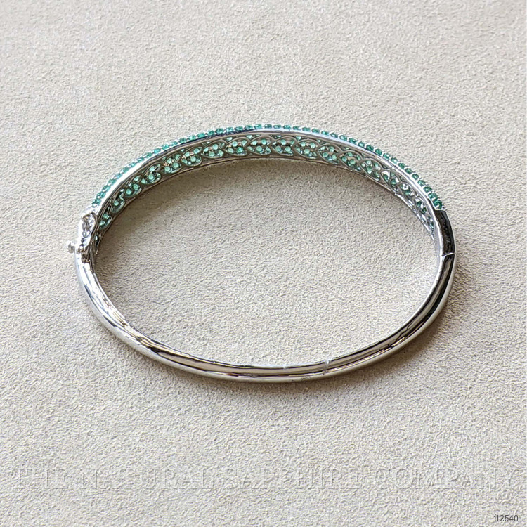 3.81 Ct.Tw. Emerald Bangle Bracelet, 14K White Gold