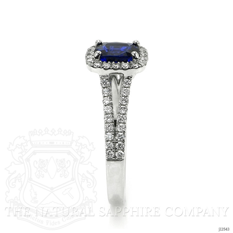 1.02 Ct. Blue Sapphire and Natural Diamond Pave Ring, 18K White Gold