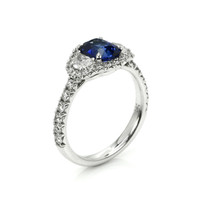 1.72 Ct. Blue Sapphire and Natural Diamond Pave Ring, 18K White Gold Image