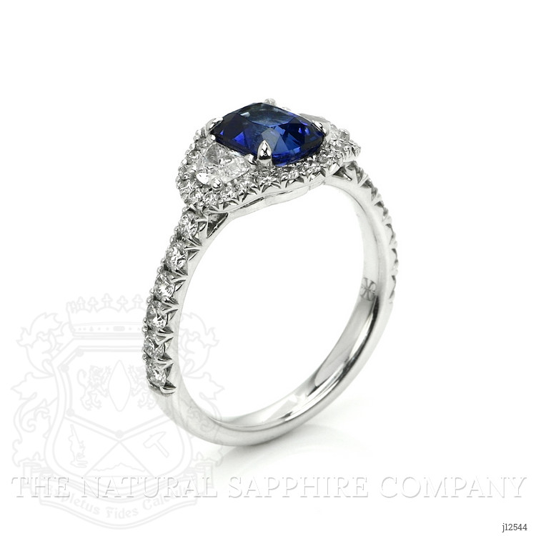 1.72 Ct. Blue Sapphire and Natural Diamond Pave Ring, 18K White Gold