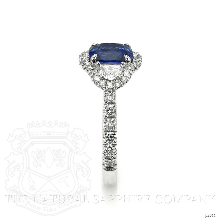 1.72 Ct. Blue Sapphire and Natural Diamond Pave Ring, 18K White Gold