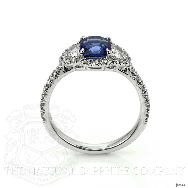 1.72 Ct. Blue Sapphire and Natural Diamond Pave Ring, 18K White Gold