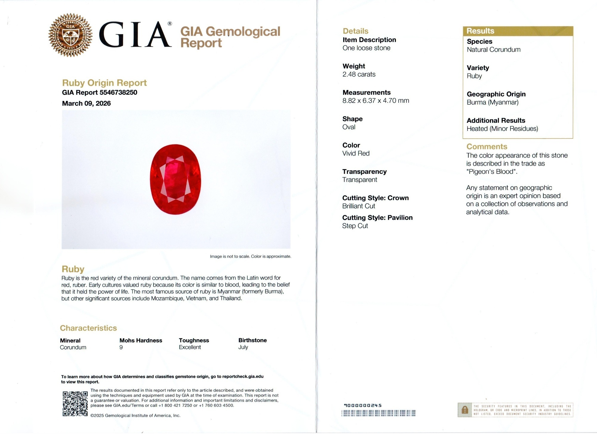 2.48 Ct. Ruby and Natural Diamond Pave Ring, 18K White Gold