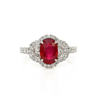 2.48 Ct. Ruby and Natural Diamond Pave Ring, 18K White Gold Video