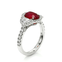 2.48 Ct. Ruby and Natural Diamond Pave Ring, 18K White Gold Image
