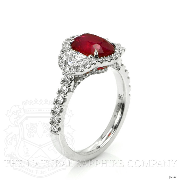 2.48 Ct. Ruby and Natural Diamond Pave Ring, 18K White Gold