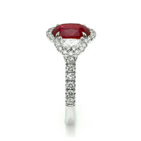 2.48 Ct. Ruby and Natural Diamond Pave Ring, 18K White Gold Image