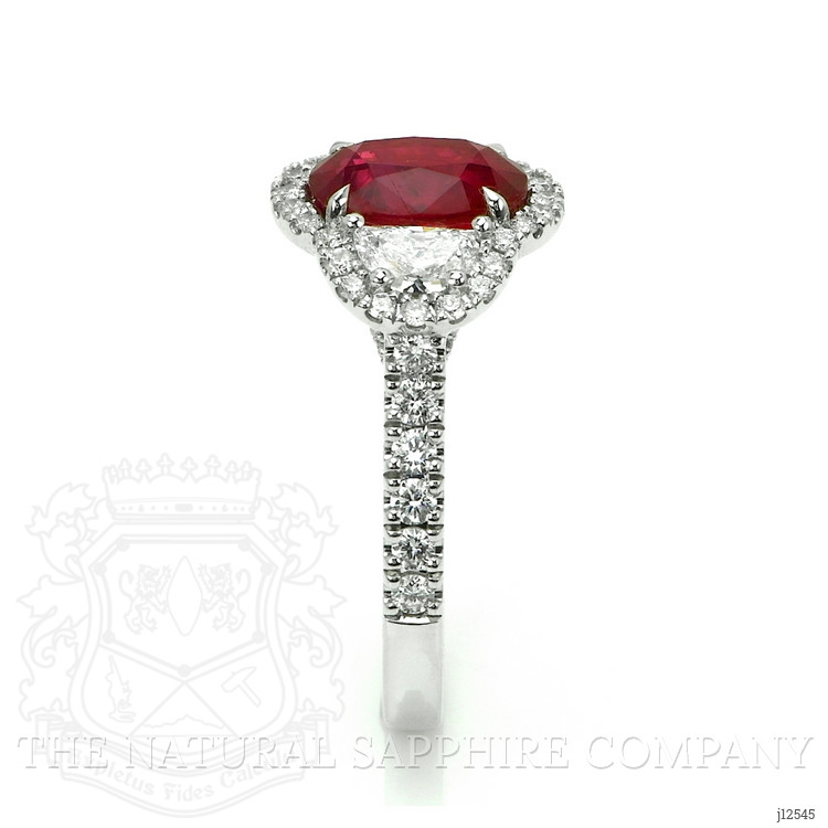 2.48 Ct. Ruby and Natural Diamond Pave Ring, 18K White Gold