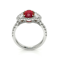 2.48 Ct. Ruby and Natural Diamond Pave Ring, 18K White Gold Image