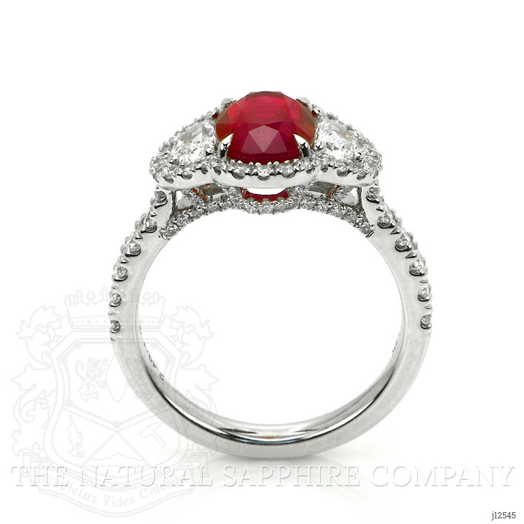 2.48 Ct. Ruby and Natural Diamond Pave Ring, 18K White Gold