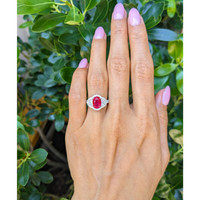 2.48 Ct. Ruby and Natural Diamond Pave Ring, 18K White Gold Life Style