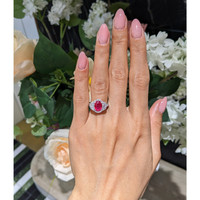 2.48 Ct. Ruby and Natural Diamond Pave Ring, 18K White Gold Life Style
