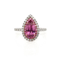 1.88 Ct. Pink Sapphire and Natural Diamond Pave Ring, 18K White & Yellow Video