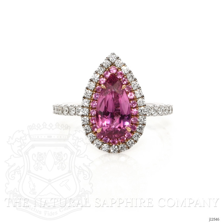 1.88 Ct. Pink Sapphire and Natural Diamond Pave Ring, 18K White & Yellow