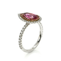 1.88 Ct. Pink Sapphire and Natural Diamond Pave Ring, 18K White & Yellow Image